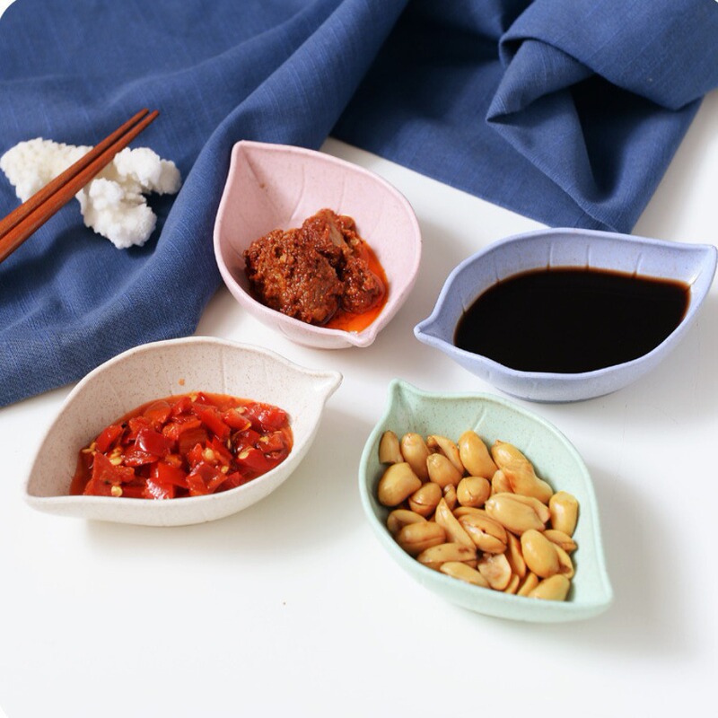 Distribution wholesale wheat straw leaves small dish kitchen vinegar sauce seasoning dish seasoning dish side dish snack plate