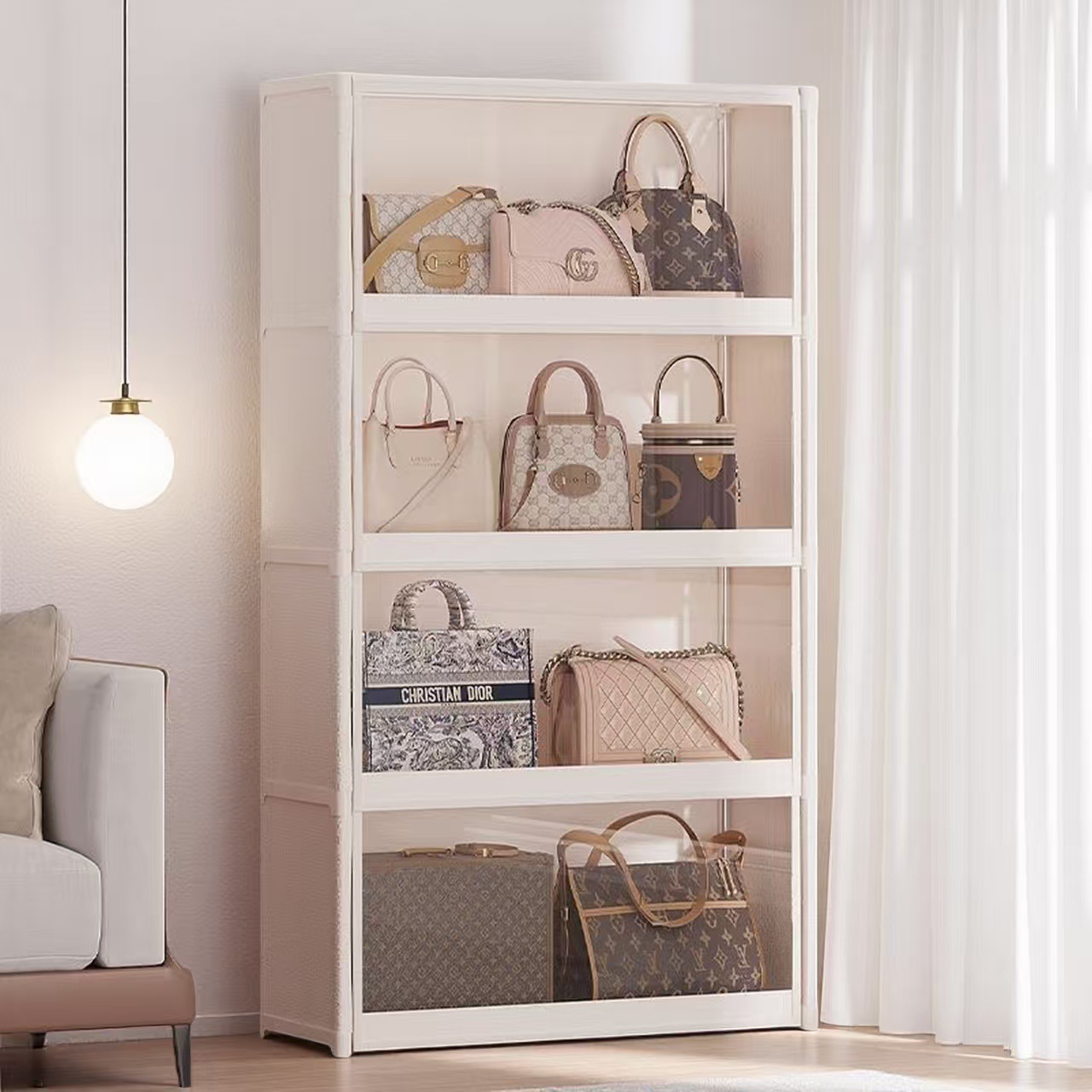 Dust-Proof Storage Cabinet Bedroom Household Multi-Layer Large-Capacity Bag Storage Locker Floor-Standing High-End Storage Rack