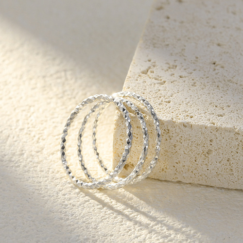 999 sterling silver sparkling baby's breath ring women's fashion ins style vegetarian ring index finger ring closed diamond tail ring trendy