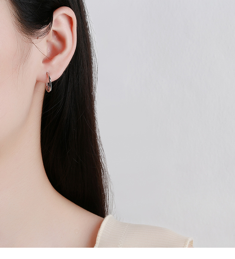 3g Weight 925 Sterling Silver Ear Needle Material Hoop Earrings Classification 1 Pair Quantity 1 Pair 925 Sterling Silver 925 Sterling Silver Earrings Geometric Hoop Earrings