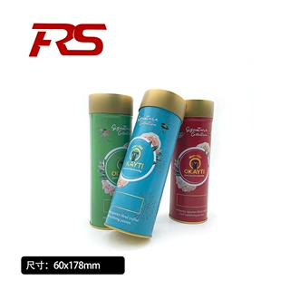 厂家定制马口铁60x178mm 圆形茶叶铁盒白茶普洱茶咖啡罐