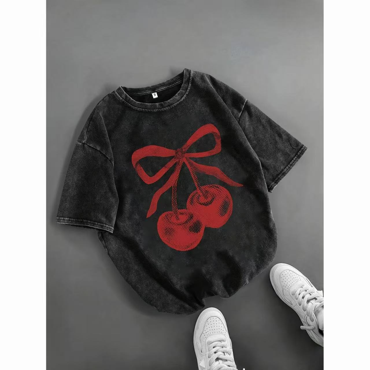 Retro summer fashionable cute cotton short sleeve T-shirt