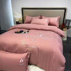 新型中国式水洗い綿の刺繍4点セットの純色保温シーツセットの寝具セットの卸売り