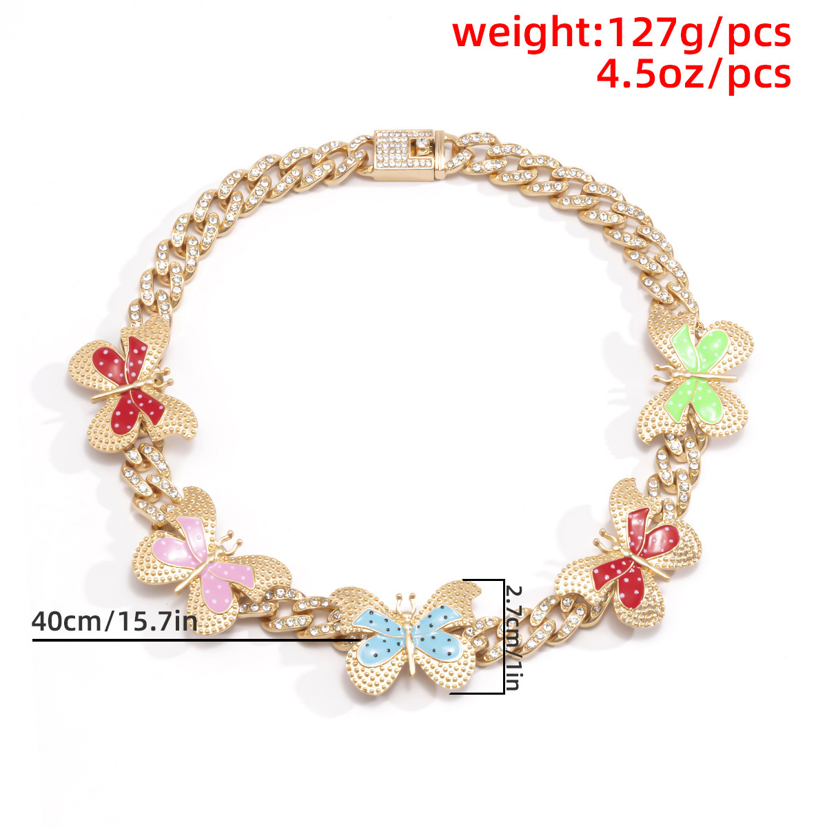 Retro Diamond-studded Simple Diamond Butterfly Necklace display picture 26