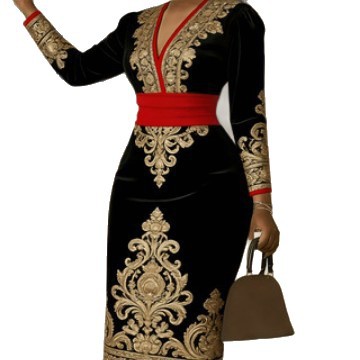 New Women's Elegant V Neck Long Sleeve Dress Style Digital Print_ecoleips.com