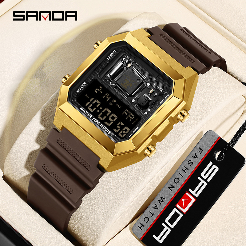 sanda sanda moda cuadrada impermeable reloj electrónico multifuncional reloj deportivo para estudiantes reloj despertador reloj electrónico