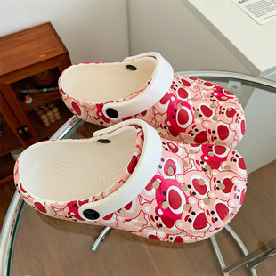 Cartoon Strawberry Bear Baotou Parent-child Cave Shoes Children's Sandals and Slippers Summer Men's and Women's Small and Medium-sized Baby Non-slip Beach Shoes