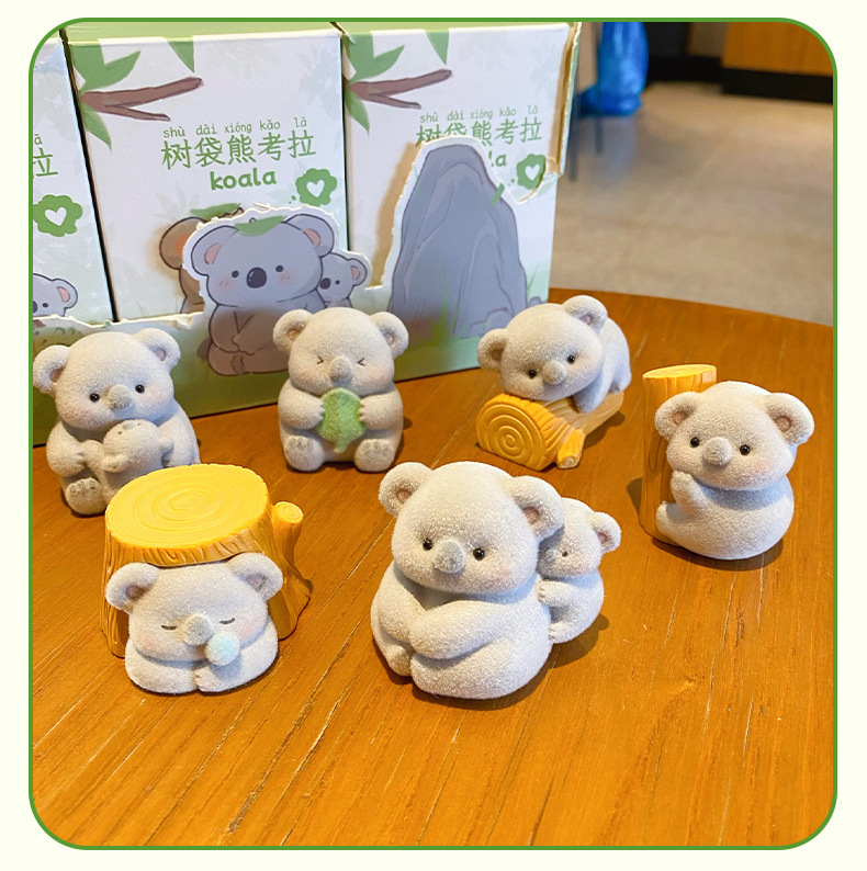 Baimao Original Cute Koala Flocking Series Creative Car Dashboard Ornaments Home Desktop Decorations