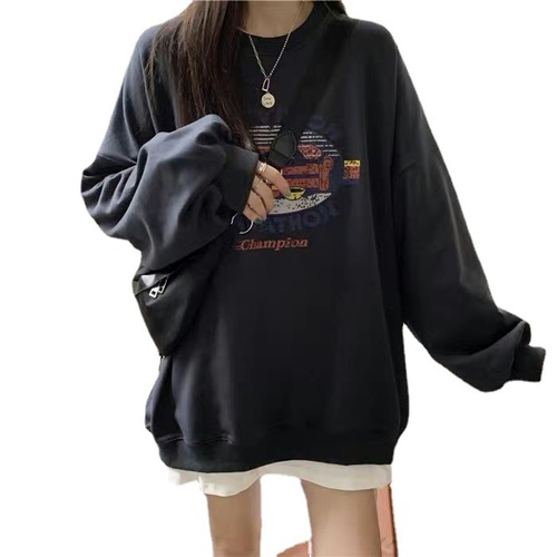 Super popular round neck sweatshirt for women  autumn new Korean style thin jacket student loose tops women's clothing wholesale