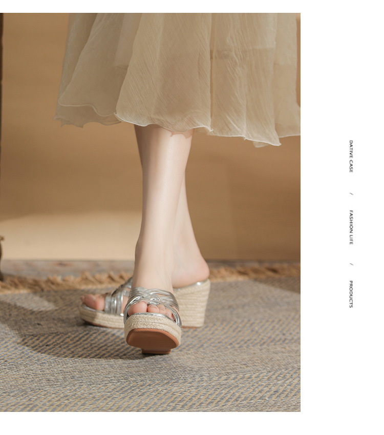 Sandal cao gót nữ hở mũi đế xuồng bện thừng gót 9 cm — màu trắng chi tiết 16