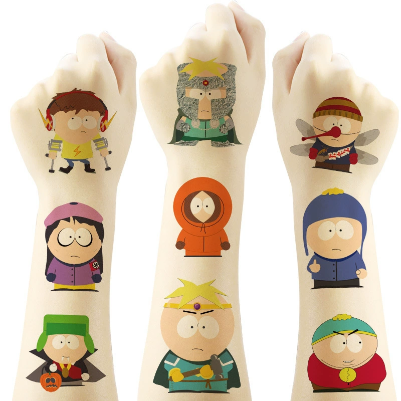 8 мультяшных тату-наклеек South Park для дня рождения, тату-наклейки для мальчиков и девочек