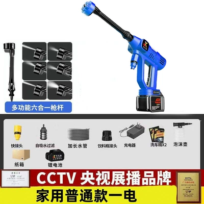 New high-pressure water gun wireless lithium battery car washing medicine watering water gun integrated brushless car washing machine household car washing (High pressure car wash water gun) - strong-pressure-basic-model-with-one-battery-carton-5m-tube