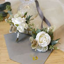 韩式欧式西式复古仿真玫瑰新娘伴娘结婚手腕花 新郎伴郎婚礼胸花