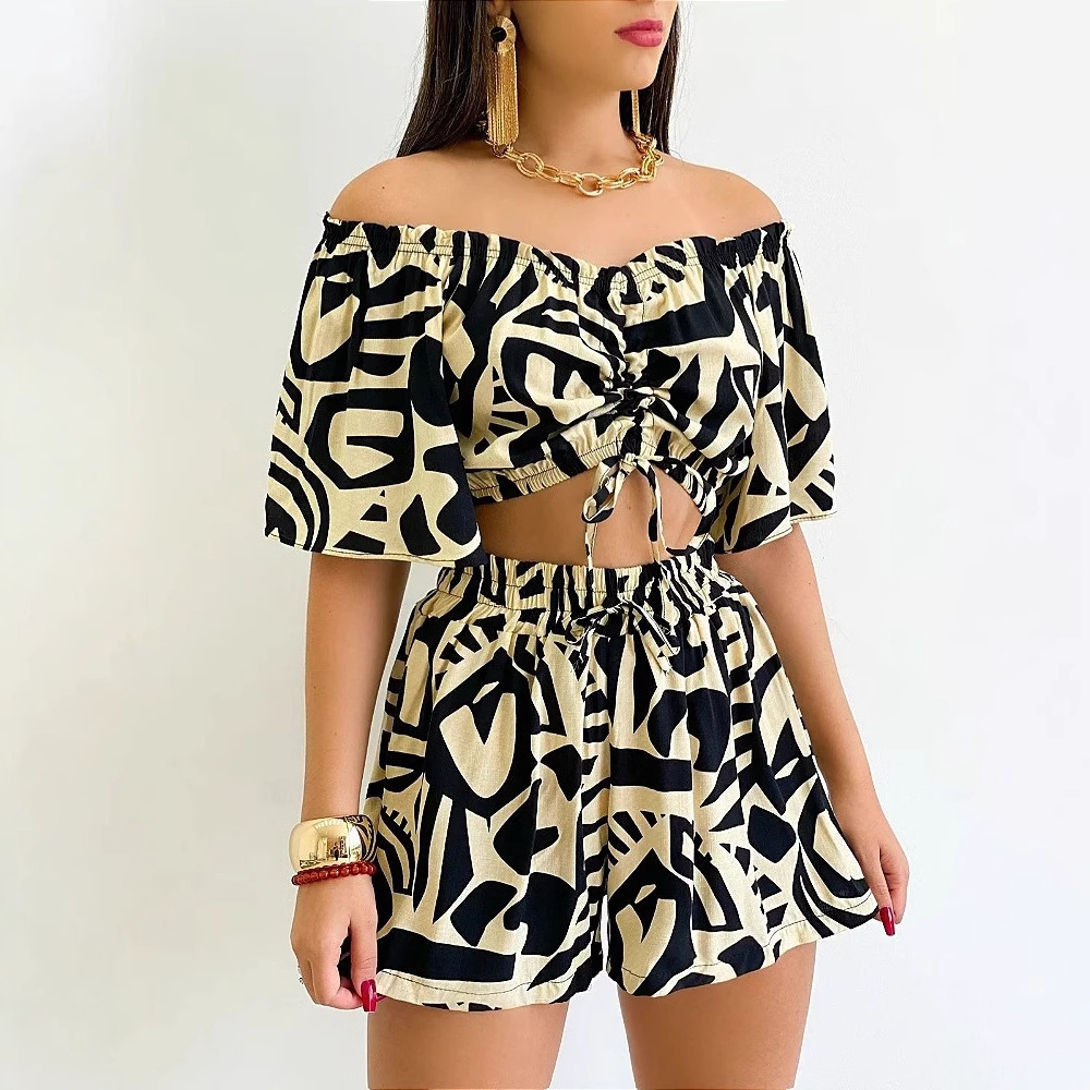 Qualidade 2024 Verão Estilo Urbano Feminino Poliéster Manga Três Quartos Moda Casual Conjunto Fabricante Atacado