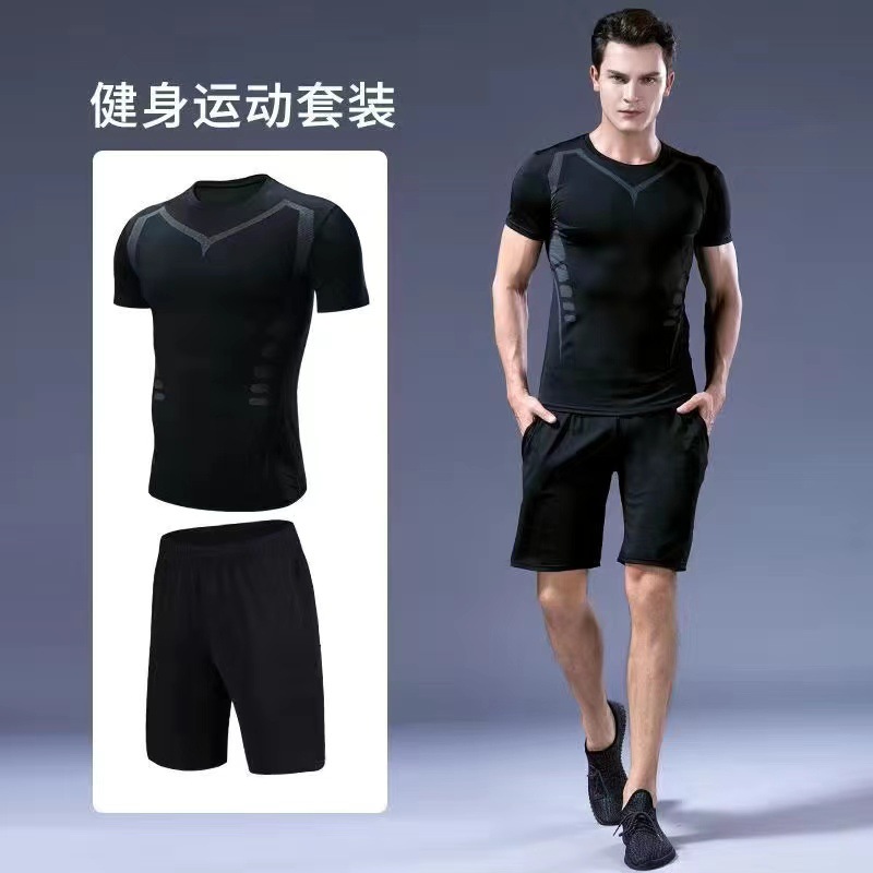 Medias de secado rápido para hombres de manga larga cálido entrenamiento para correr equipo de fitness otoño e invierno traje deportivo elástico alto