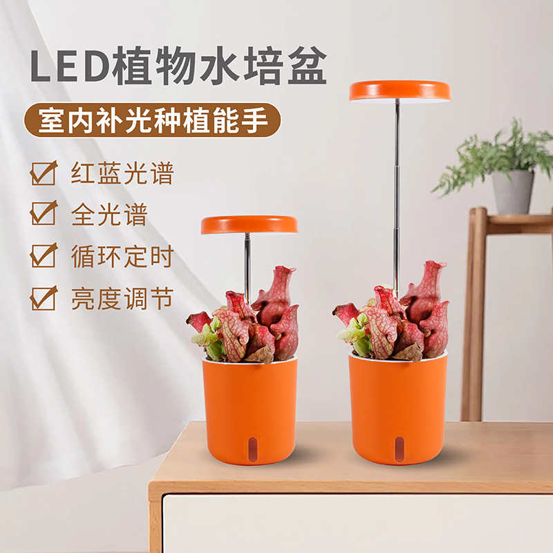 Micro-Landscape Led Plant Grow Light with Cup, Telescopic Rod, Full Spectrum Supplementary Light, Hydroponic Pot, Hydroponic Cup