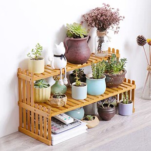 Household Bamboo Multi-Layer Storage Rack Succulent Pothos Floor-Standing Assembled Flower Rack Desktop Mini Simple Small Plant Rack