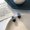 Blue cute earrings with bow, asymmetrical brand rabbit, 2021 collection, Japanese and Korean