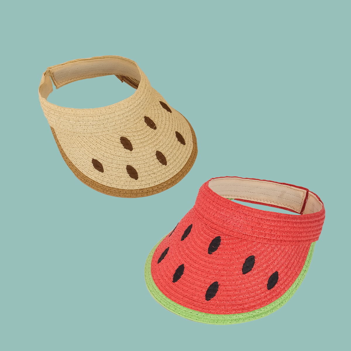 Simple Watermelon Empty Top Wide Brim Sunshade Straw Hat display picture 3