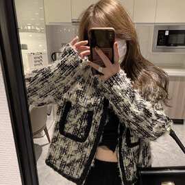 设计感小众编织小香风短外套女春秋小个子美式复古高级感夹克上衣