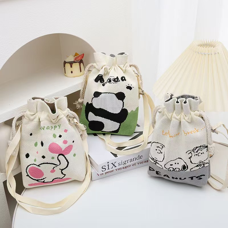 Damen Umhängetasche Mit Cartoon Mustern Gestrickte Handytasche_voghion.com