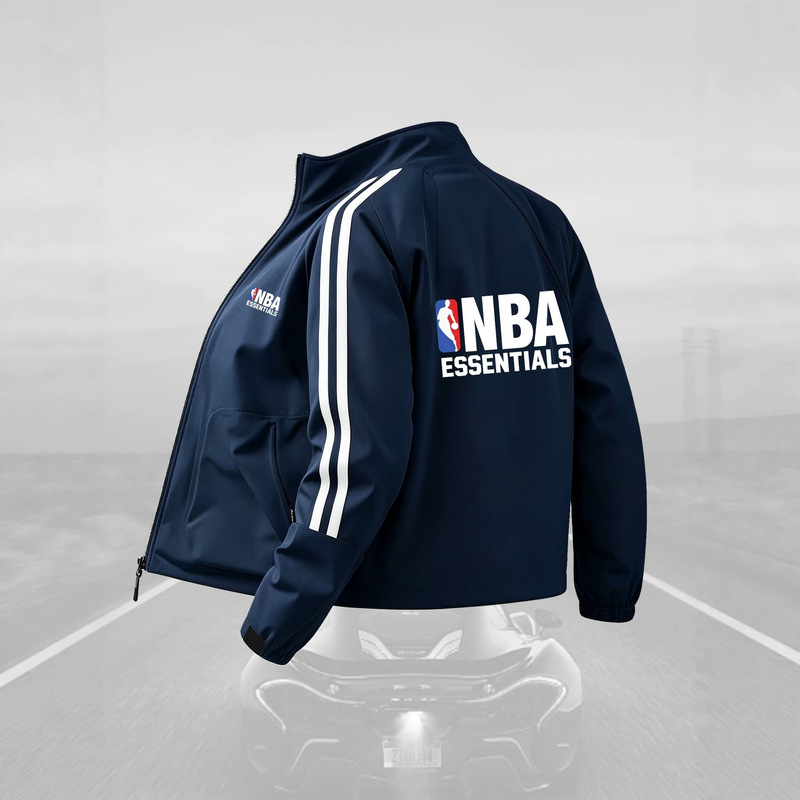 Cross-border bestseller NBA-ES letter print fashion classic striped baseball jacket men's casual zip-up jacket