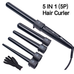多機能ヘアアイロン5Pセット、温度調節可能、5in1ヘアカーラー、工場卸売