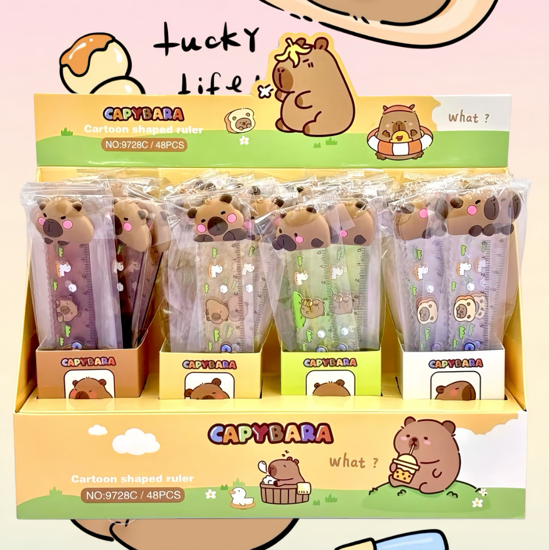 Cartoon Dolphin wave regla de dibujo de estudiantes regla de dibujo de 15cm lindos capibara regla de medición de papelería regla de estudiantes