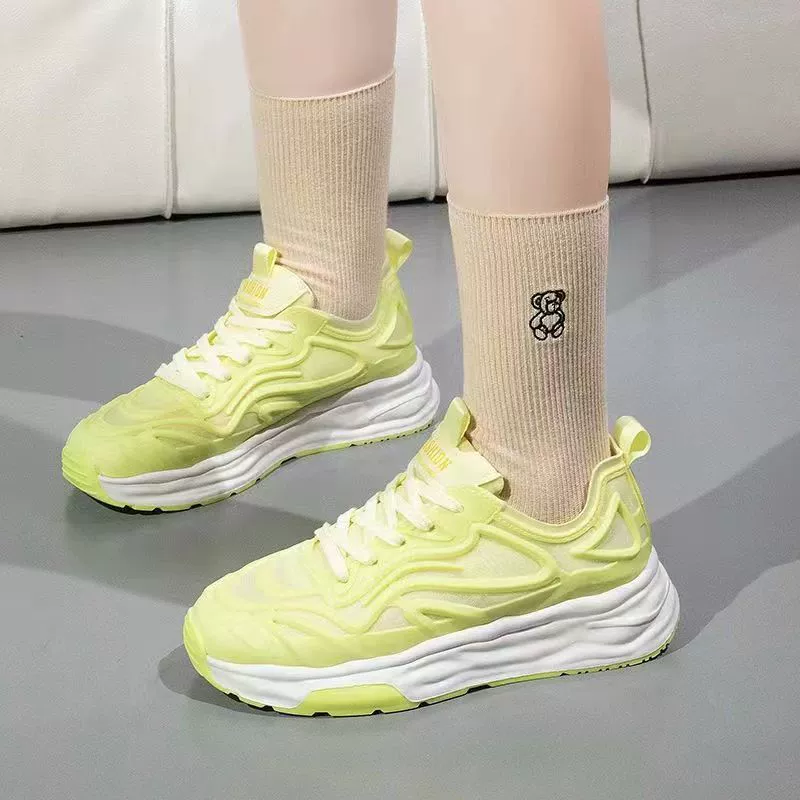 Женские спортивные кроссовки 2024, новая осенняя коллекция в корейском стиле, повседневные кроссовки на толстой подошве, женские кроссовки для бега на шнуровке, универсальные "dad shoes".