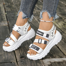 跨境外贸大码松糕厚底魔术贴凉鞋夏季新款魔术贴运动凉鞋女现货42