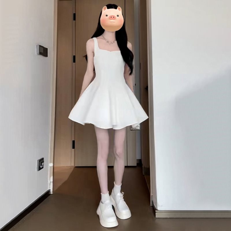 2024 새로운 초가을 원피스 작은 흰색 원피스 어린이 여름 하이 엔드 허리 긴 원피스 세트