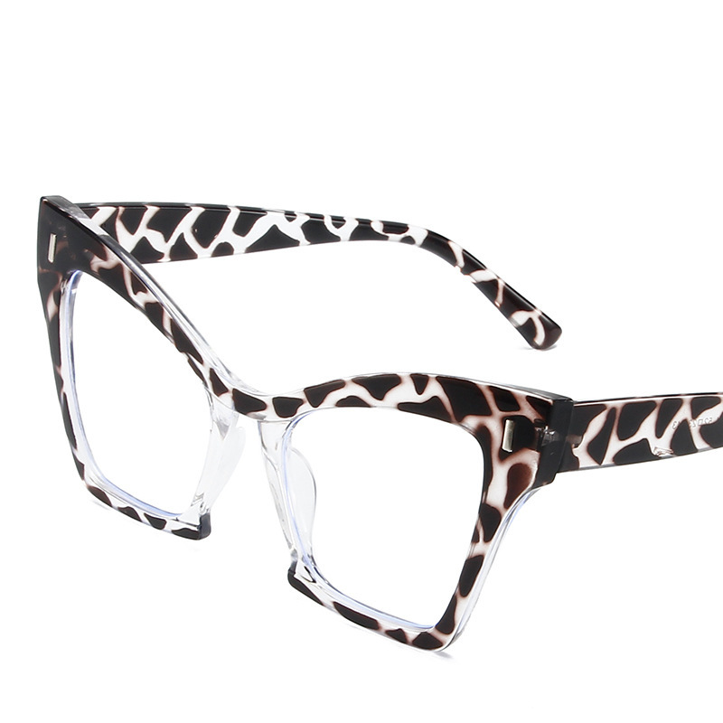 Marco grande transfronterizo a juego de color, cara sin personalidad, ojos de gatito, lente plana anti-luz azul, gafas de montura de miopía europeas y americanas