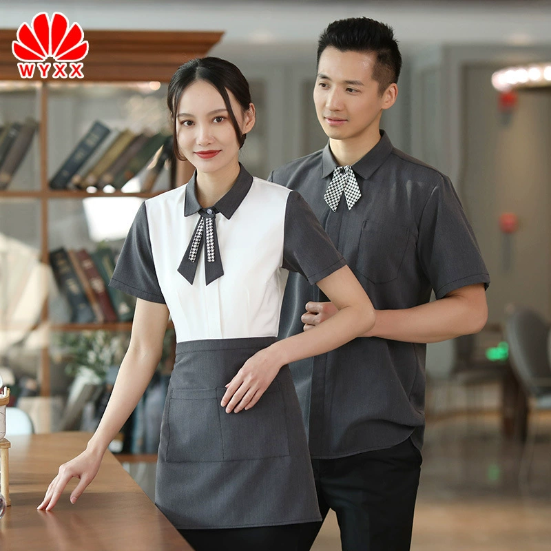 Чайхана Официант Рабочая одежда с короткими рукавами для отеля Китайский Ресторан Кейтеринг Горячий горшок Ресторан Одежда Женская летняя Новинка
