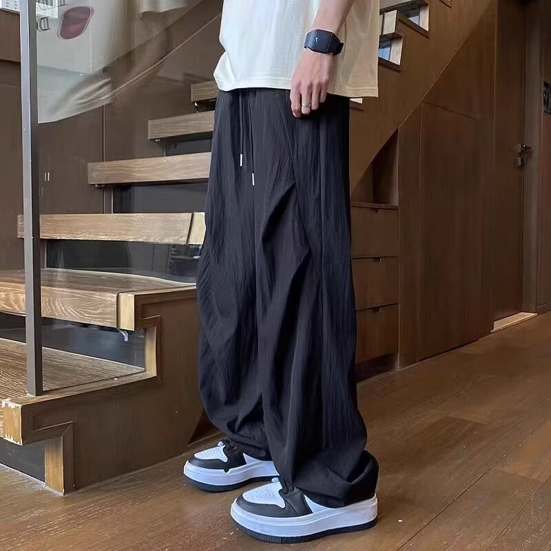 Men's Casual Pants 2026 Summer New American Style Thin Trendy Loose Wide-Leg Straight Casual Sports Pants Men's Clothing