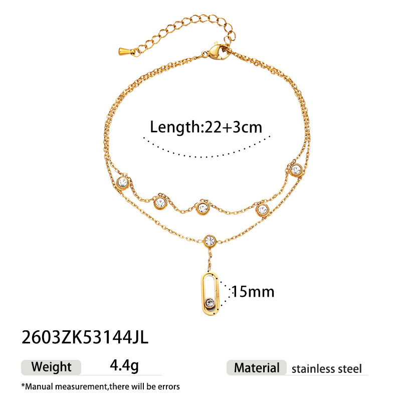 Tina Europa y los Estados Unidos acero inoxidable transfronterizo chapado en oro 18K nariz de cerdo zircon blanco conchas dobles tobillas joyerías no desvanecidas