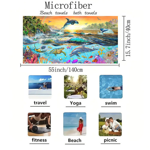 Special Edition Ultra-Fine Fiber Beach Towel and Bath Towel with Printing for Adults, Water-Absorbent Quick-Dry Beach Towel for Vacation