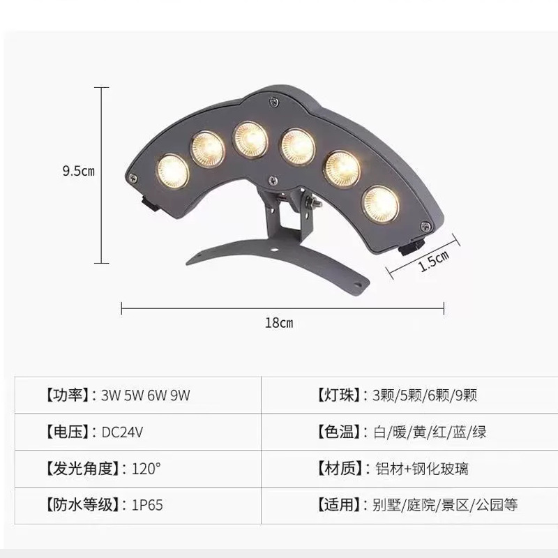Corrugated light engineering illumination 3W 6W 9W LED outdoor waterproof ancient building lighting temple pavilion eaves tile light