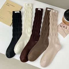 堆堆襪女春秋款布標純色中筒ins潮日韓系顯瘦百搭小腿襪諸暨襪業