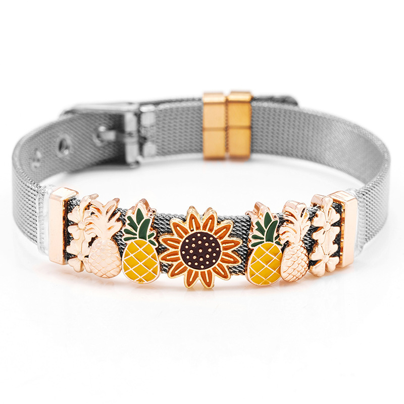 Stainless Steel Strap Material Sweet Flower Pineapple Stainless Steel Plating Watch Strap