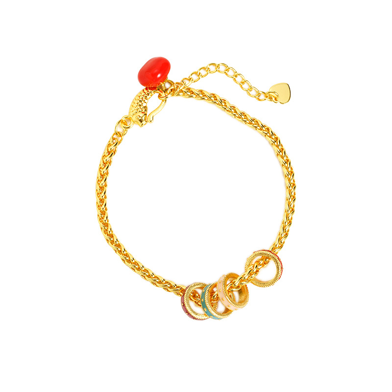 Brazalete de estilo nacional vietnamita de oro de arco iris, ruyi, joyas de mano para mujeres, diseño retro, joyas que no se desvanecen durante mucho tiempo.