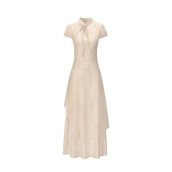 Fantastic New Chinese Fake Two-piece Improved Cheongsam Women's Spring and Summer New Style Lace Stitching Hollow-out Slim-fit dress