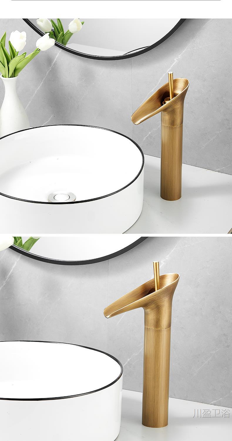 All-copper single-cooling outdoor anti-freezing crack outdoor stone basin marble washbasin countertop basin cold and hot antique faucet undefined