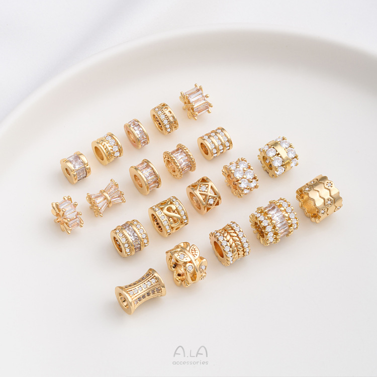 1 Piece 6.5.* 5mm 7 * 3mm 8 * 4mm Copper Zircon 14K Gold Plated Geometric Solid Color Polished Spacer Bars display picture 2