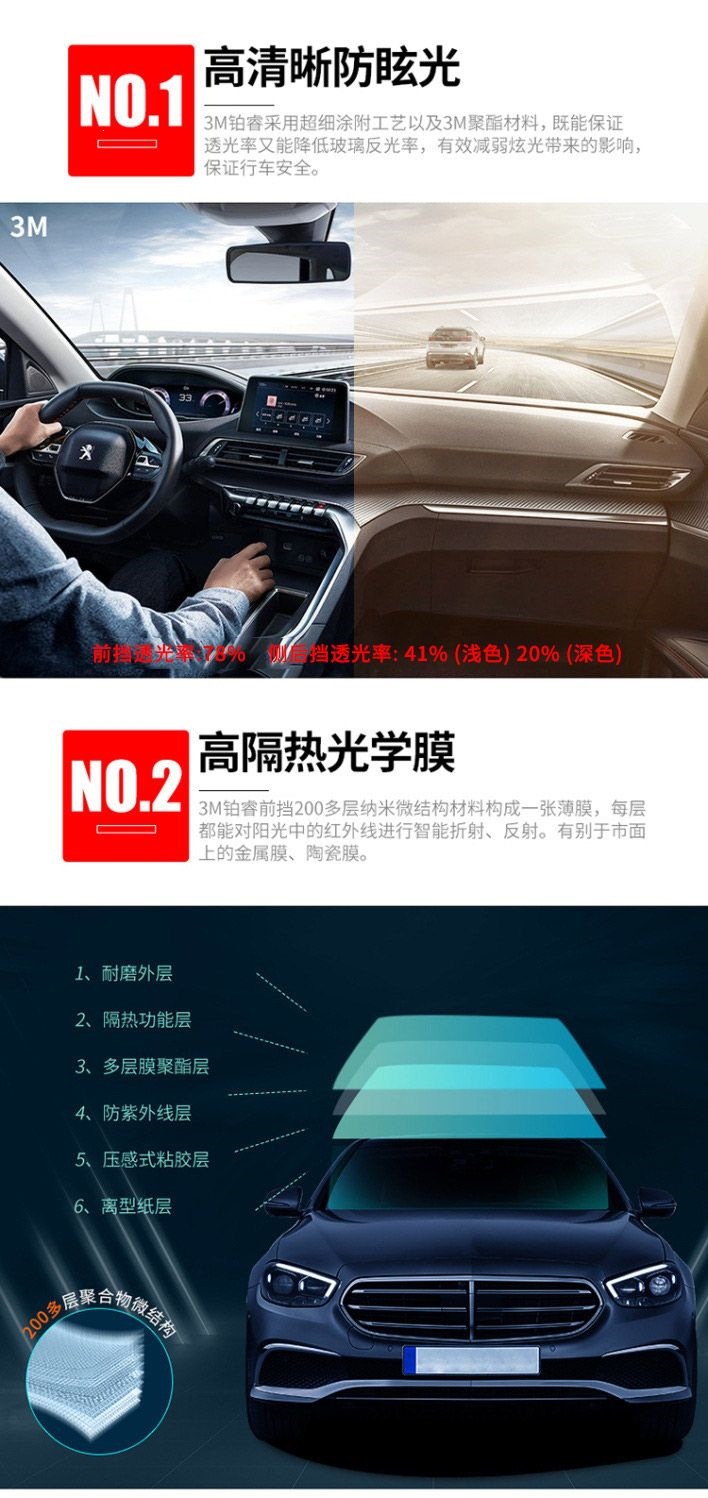 3M car film for sun protection, sun glass film, car window film, full car insulation, explosion-proof sunshade film, Platinum Optical Film