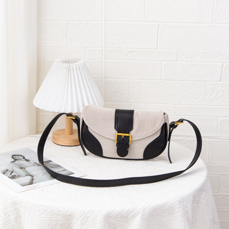 [Personalización] nuevo bolso de lona de empalme retro de verano de moda versátil bolso de hombro horizontal simple mochila para mujeres