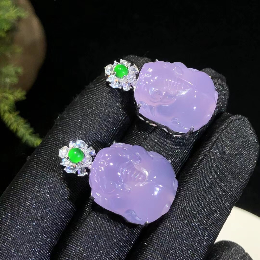 실버 S925 높은 얼음과 깊은 바이올렛 CHALCEDONY PIXIU 여성용 목걸이 패션 간단한 절묘한 옥 펜던트