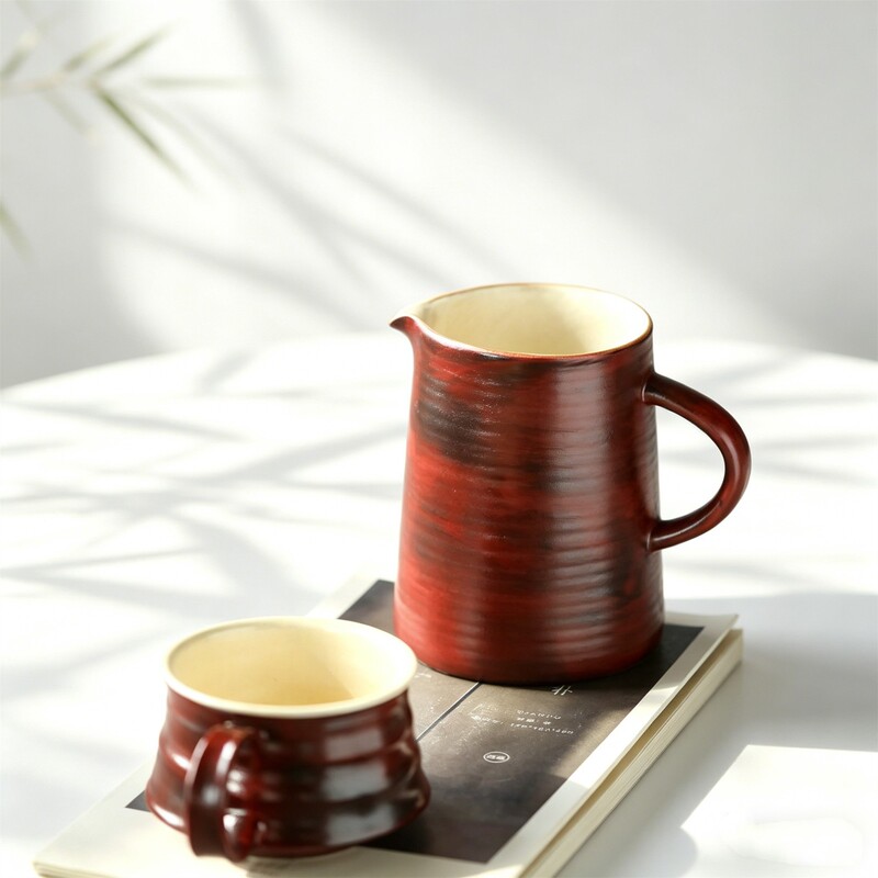 Forbidden City Red Hand Kneading Jingdezhen Ceramic Justice Cup Uniform Cup Split Tea Ware Cold Kettle Sharing Pot Coffee Pot