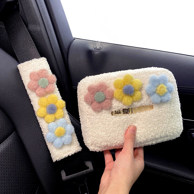 Caja de pañuelos para coche linda y sencilla caja de dibujo para coche colgante barandilla de almacenamiento de alta calidad suministros de decoración de coche