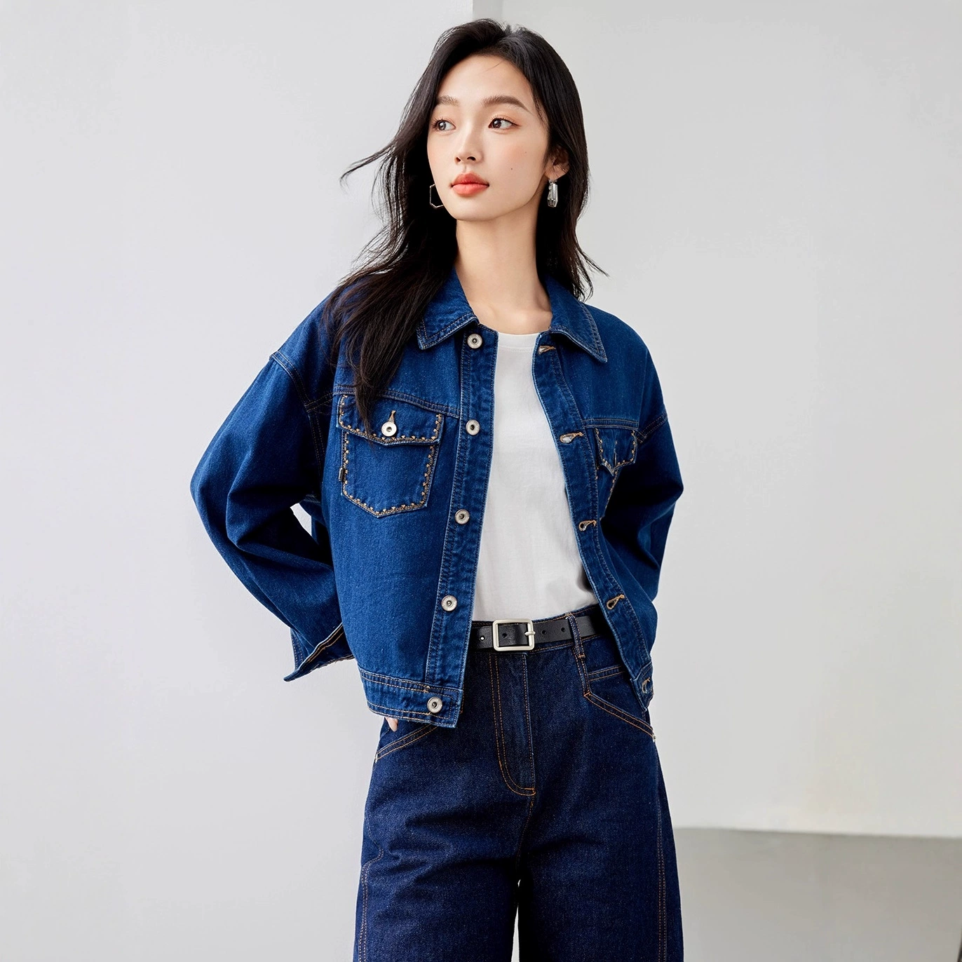 Retro denim autumn short jacket