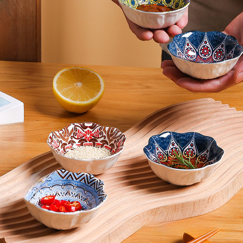 Japanese-style small snacks soy sauce and vinegar seasoning dish hot pot household dipping plate ceramic tableware creative taste plate small plate dish